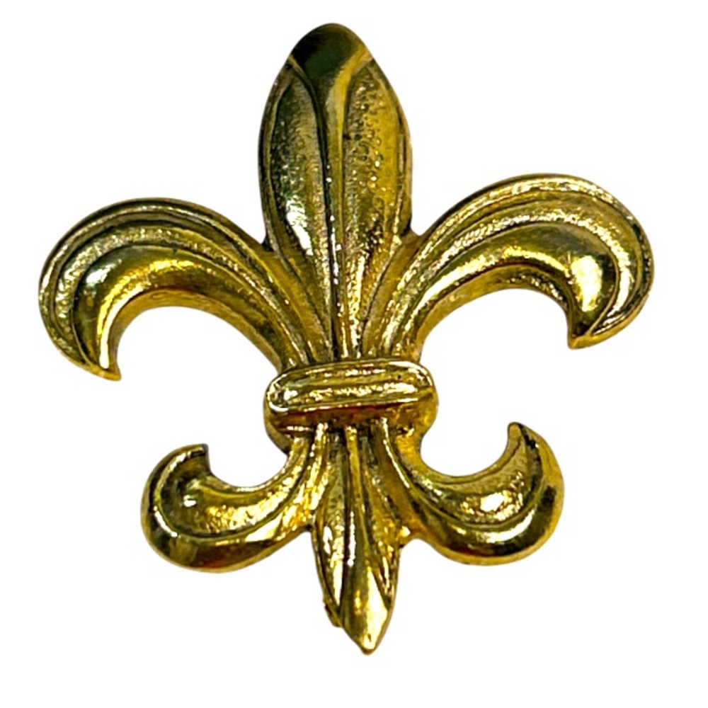 Vintage Ballou Fleur-de-lis pin polished gold tone beveled size 1.3" long